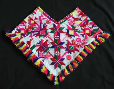 Traditional Mexican clothing quechquemitl from the Huastec culture in San Luis Potosi, Mexico
