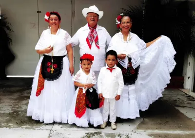 Mexican family from Veracruz dressed in traditional mexican clothing