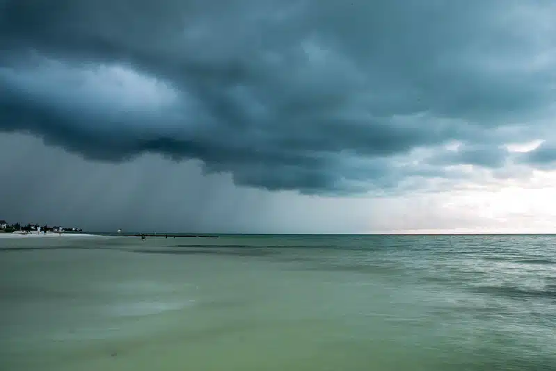 rainy beach storm